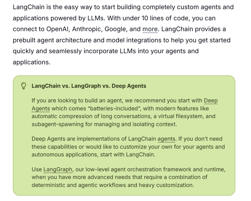 官方文档:LangChain / LangGraph / Deep Agent 三者对比